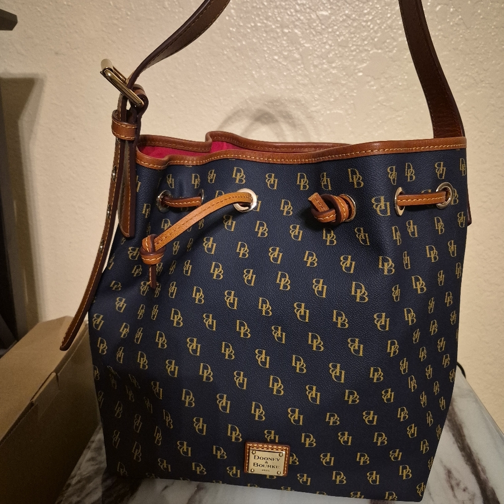 Dooney & Bourke Blue Monogram Bucket Bag